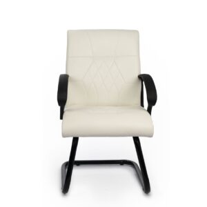 Fauteuil visiteur en skai accoudoir plastic - Blanc - 450dh - s21