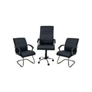 Pack fauteuil en similicuir avec structure en chrome - Mh 518 - Noir